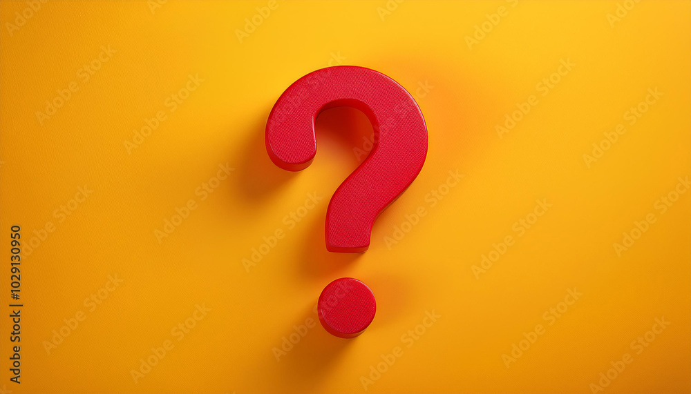 Fototapete question mark on yellow background. 3d rendering. faq and qa. problem solution.