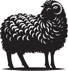 Black silhouette of domestic sheep on a white background vector illustration