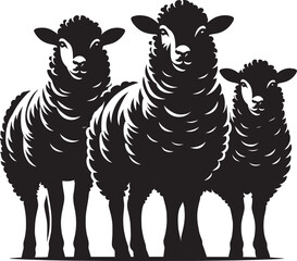 Black silhouette of domestic sheep on a white background vector illustration