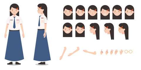 a Girl with Indonesia uniform white blue called SMP
