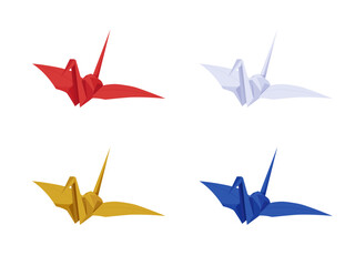 折り紙の鶴のイラスト素材セット