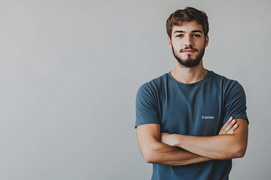 portrait of a young trainee man, bussiness and corporate concept of practicant in a company