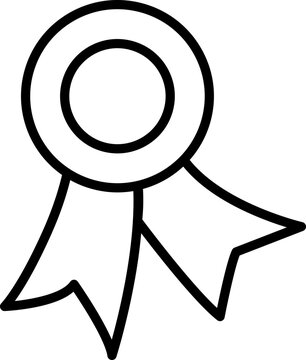 Medal with ribbon premium quality vector icon. Best choice label, certified badge, approval chec or award guarantee.