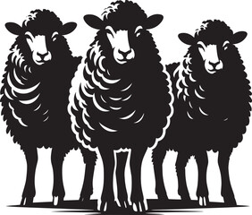 Black silhouette of domestic sheep on a white background vector illustration
