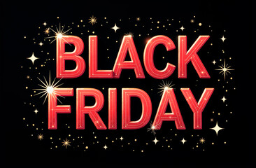 Text Black Friday in red letters on a black background. Illustration