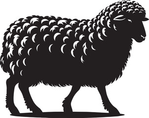 Black silhouette of domestic sheep on a white background vector illustration