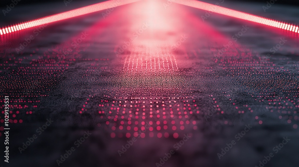 Leinwandbilder the luminous red pathway extends forward, creating a striking contrast against the dark, textured su