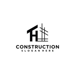 Naklejka premium Contruction logo icon with initial H design vector illustration