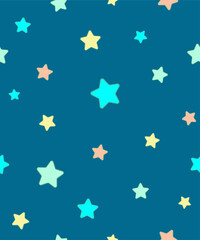 Seamless background with cute cartoon stars of different sizes for wallpaper and paper or fabric