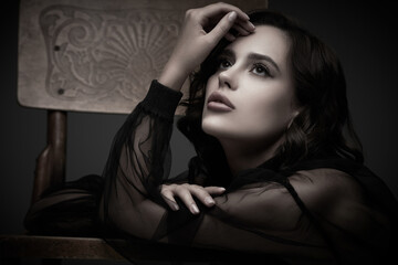 Fototapeta premium thoughtful beautiful woman