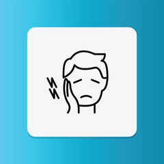 Toothache icon. Editable stroke. Vector illustration	