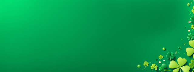 A St. Patrick's Day banner with a paper-cut four-leaf clover on a green background. With a place to copy the text.