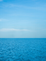 Landscape beautiful summer season vertical horizon look view tropical shore open sea cloud clean blue sky background calm nature ocean wave water nobody travel at Koh Muk Trang Thailand sun day time