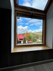 window with mountain view
