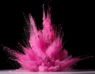 Colored powder explosion. Abstract closeup dust on backdrop. Colorful explode. Paint holi
