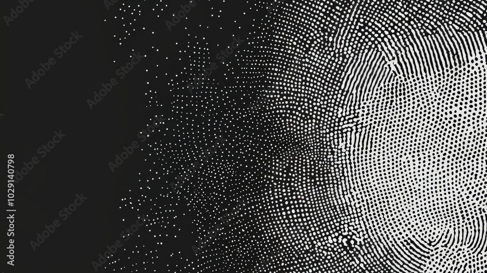 Poster An intricate black and white fingerprint design displays unique patterns and textures, blending artistry with elements of identity and individuality