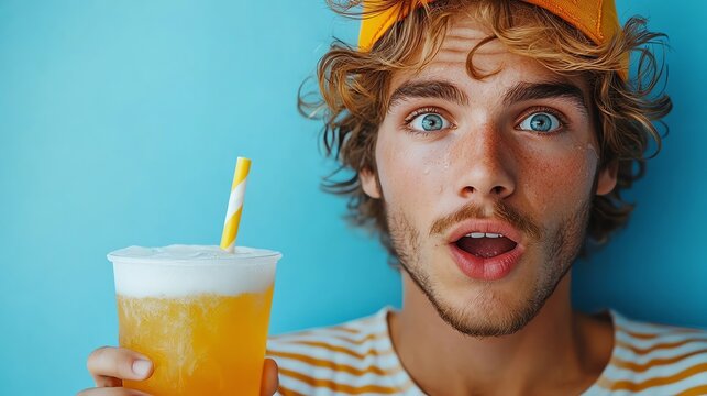 Tattooed caucasian barman pouring beer while standing in pub, person with beer, Top view of a young drunk man hunched over the table - Powered by Adobe