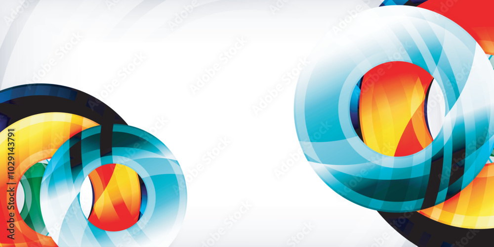 Poster Bright colorful circles with light effects. Abstract background