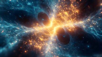 Obraz premium Liminal space filled with glowing organic fractal energy flowing outward symbolizing expanding consciousness