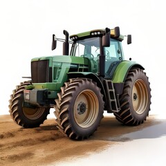 Obraz premium Green Tractor Isolated on White Background for Farming