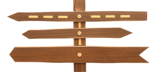 wooden direction signs isolated on white background