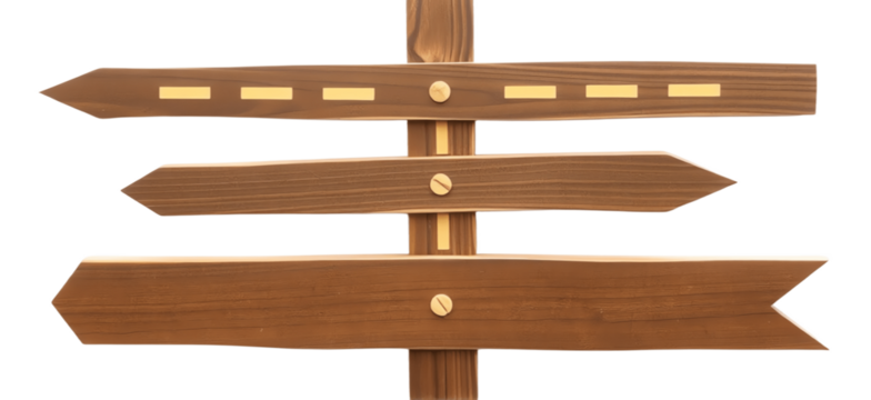 wooden direction signs isolated on white background