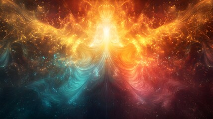 Naklejka premium Organic fractal energy patterns softly glowing and expanding outward filling a liminal space