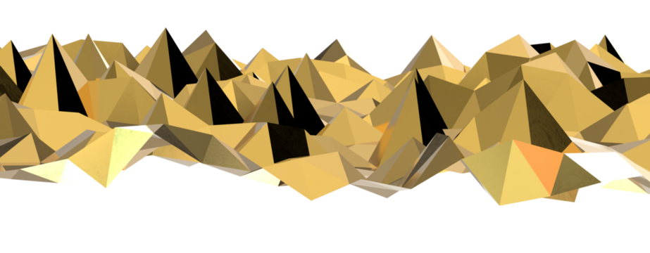 Abstract 3D render illustration,Surface gold crystal geometric triangle and Polygonal shapes template