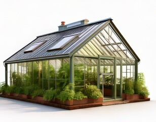 Obraz premium Isolated Greenhouse on White Background with Plants