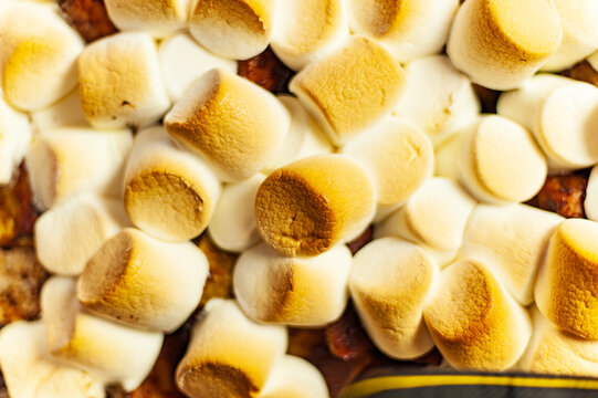 Toasted Marshmallows cover roasted potatoes for a Thanksgiving meal.