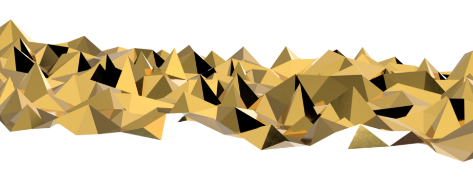 Abstract 3D render illustration,Surface gold crystal geometric triangle and Polygonal shapes template