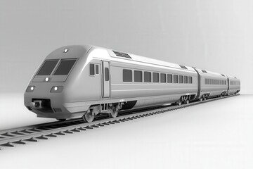 Fototapeta premium A sleek, modern train gliding smoothly along pristine tracks in a minimalist setting