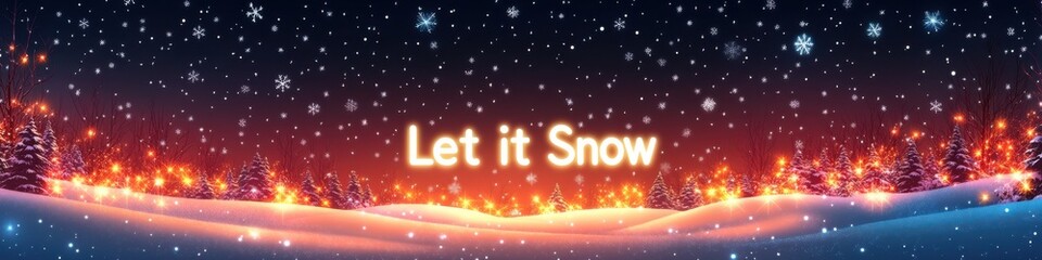Enchanting Winter Scene with Falling Snowflakes and Glowing Horizon - Perfect for Seasonal Holiday Themes and Winter Forest Imagery