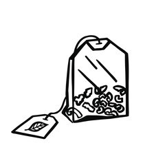 Line drawing in tea bag style illustration. Magic soothing tea for good sleep and relaxation.