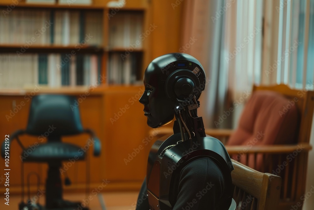 Poster ai chatbot as a virtual therapist ,a visual guide on integrating robotics into business practices to