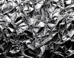 textile and texture concept - close up of crumpled gray silver metallic fabric background