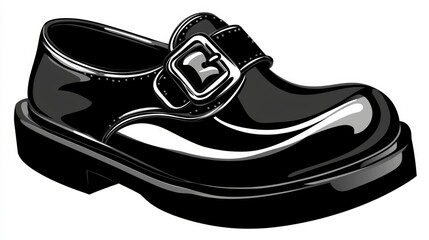 Black and White Vector Illustration of a Leprechaun Shoe