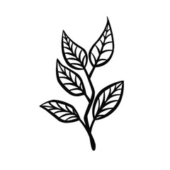 An illustration of a leafy branch with four stylized leaves
