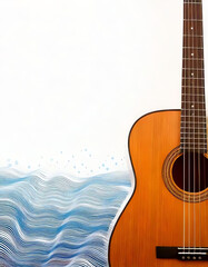 Obraz premium Guitar with waves in the background, Music, Poster for guitar concert, Classical music