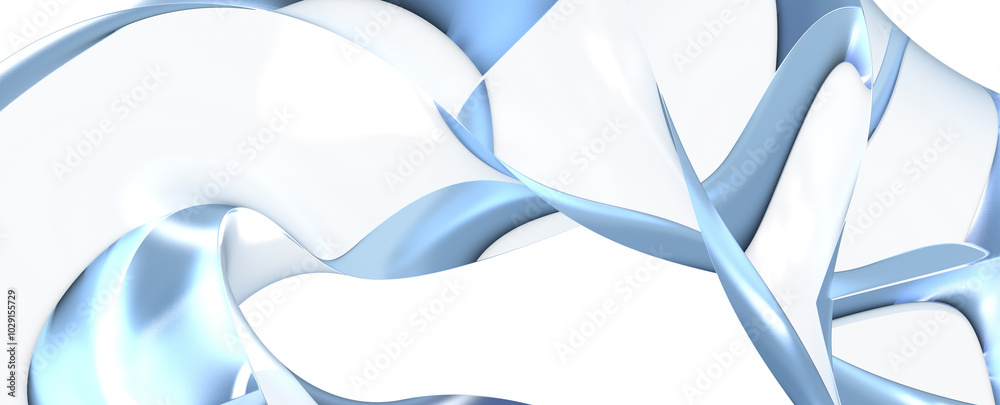 Poster blue wave abstract background 3d rendering flat design style