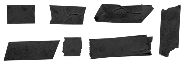 Realistic black transparent tapes, collage scotch strip for fix isolated on background .