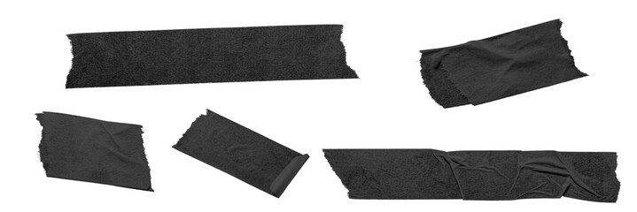 Realistic black transparent tapes, collage scotch strip for fix isolated on background .