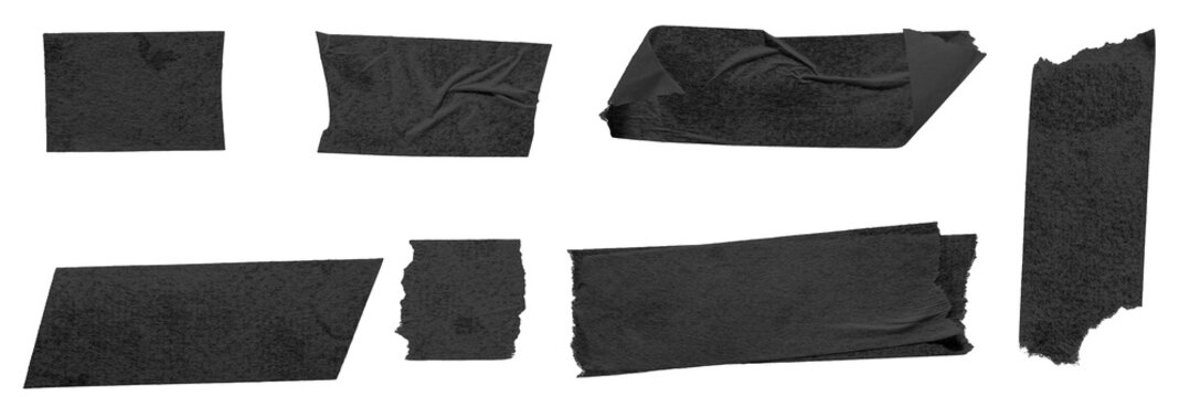 Realistic black transparent tapes, collage scotch strip for fix isolated on background .
