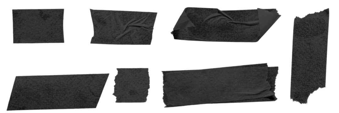 Realistic black transparent tapes, collage scotch strip for fix isolated on background .