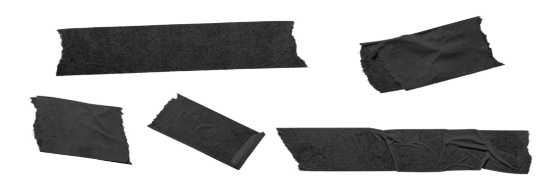 Realistic black transparent tapes, collage scotch strip for fix isolated on background .