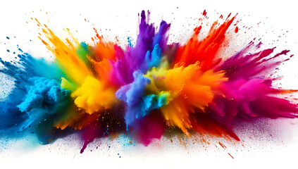 Fototapeta premium colorful pigment powder, explosion of colored powder exploding isolated on white background