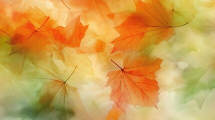 background featuring a pattern of fall leave, light orange and green colors