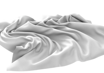 A close-up of a white fabric draped softly against a dark background, creating a smooth, flowing curve.