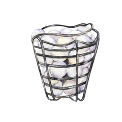 a golf basket filled with balls