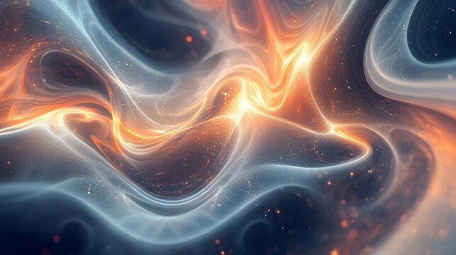 Fototapeta Flowing organic fractal energy patterns softly glowing in a liminal space symbolizing the expansion of reality